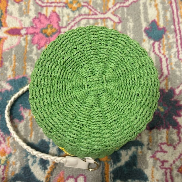 Anthropologie By Anthropologie Raffia Straw Lemon Fruit Bucket Bag Green NWT - Picture 11 of 12